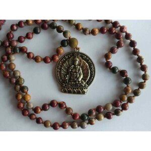 Buddha Mala Necklace Bloodstone Mala prayer beads meditation necklace yoga beads